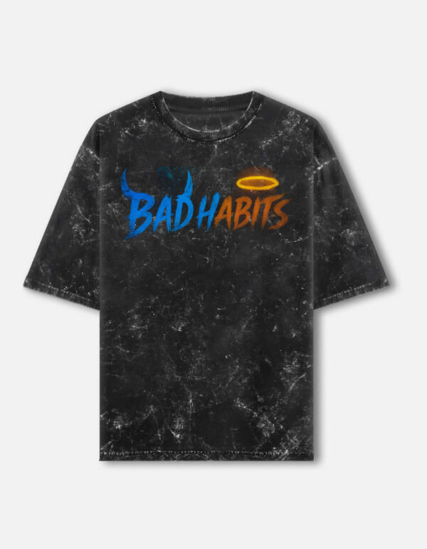 Bad Habits-Unisex Acid Washed O.Tee - Image 2